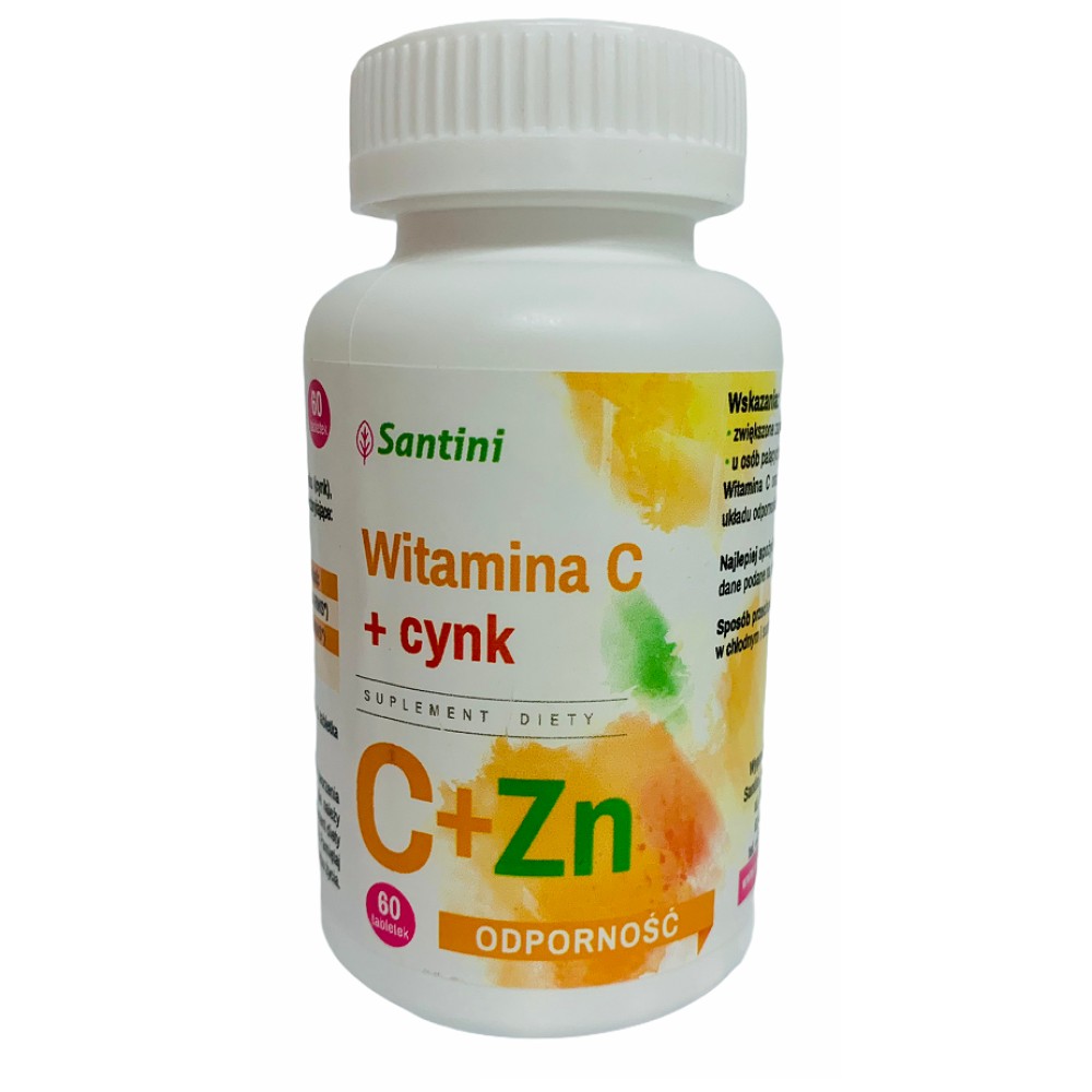 WITAMINA C + CYNK 60 TABLETEK (1000 mg + 10 mg) - SANTINI
